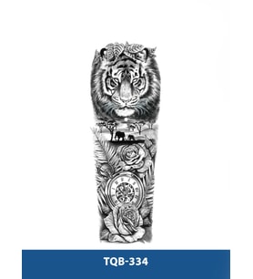TQB-334 ASLAN VE SAAT DESEN GEÇİCİ KOL DÖVMESİ-TATTO