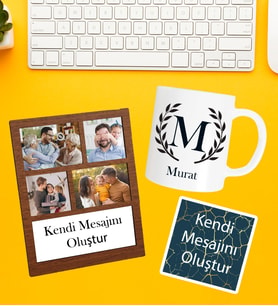 Kişiye Özel Baş Harf İsim Soyisim Beyaz Kupa 4 Fotoğraflı Ve Kendi Mesajını Oluştur Kolaj Siyah Çerçeve Ve Kendi Mesajını Oluştur Kart Seti