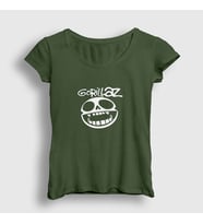 Presmono Kadın Haki Logo Gorillaz T-Shirt 54915tt (Haki)