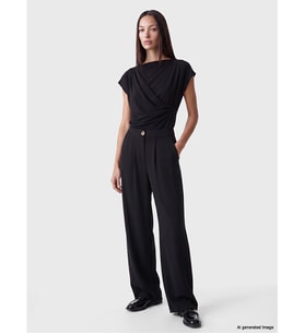LCW EVERYDAY Siyah Loose Fit Kadın Pileli Kumaş Pantolon