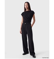 LCW EVERYDAY Siyah Loose Fit Kadın Pileli Kumaş Pantolon