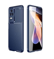 Coverzone Xiaomi Poco F4 ile Uyumlu Silikon K?l?f TPU Negro Silikon Ultra Slim Fit K?l?f Poco F4 ?le Uyumlu Karbon Delux K?l?f (Lacivert)