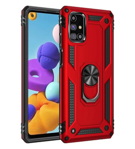 Durukar® Samsung Galaxy M31S Kılıf Sofya Yüzüklü Silikon Kapak - Kırmızı