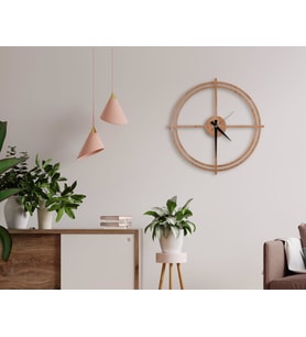 BK Home Dekoratif 45cm Ahşap Duvar Saati-61 (Beyaz)