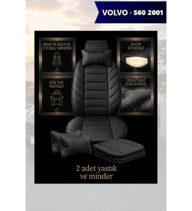 volvo s60 2001 Koltuk ve Kılıf uyumlu Minder Siyah Lüks Yastık 2 Minder 2 Yastık