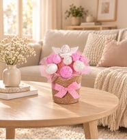 Pembe Çiçekler İçinde Melek Kokulu Taş Dekoratif Hediyelik