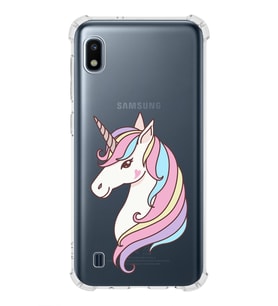 Samsung Galaxy A10 Uyumlu Köşe Korumalı Antişok Kapak Unicorn Tasarımlı Şeffaf Silikon Kılıf