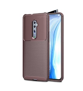 Oppo Reno 10X Zoom Kılıf Esnek Soft Karbon Tasarım Legion Serisi (Kahverengi)