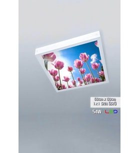 1x1-tekli-60x60-tavana Yapışık Led Panel-54w-sıva Üstü Avize-kolay Montaj-çiçekli- Led