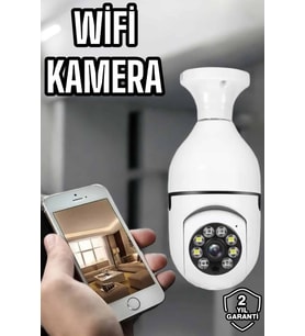 Ampul Görünümlü Güvenlik Kamerası Duylu Wifi Kamerası Dönebilen