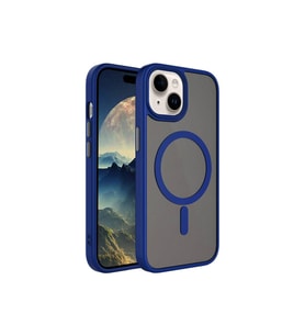 Apple iPhone 15 Uyumlu Kılıf Mat Arka Yüzey Wireless Şarj Özellikli Zore Flet M-safe Kapak (Mavi)