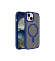Apple iPhone 15 Uyumlu Kılıf Mat Arka Yüzey Wireless Şarj Özellikli Zore Flet M-safe Kapak (Mavi)