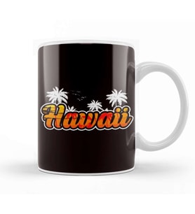 Hawaii Palm Tree Aloha Beach Ocean Island Traveler Vacation Kupa Bardak Porselen