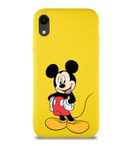 Apple iPhone XR Soft Premier Kapak Mickey Mouse-E Tasarımlı Silikon Kılıf - Sarı (Şeffaf)
