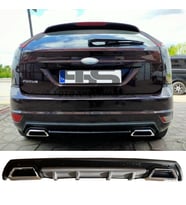 Ford Focus 2 HB Difüzör Arka Tampon Eki 2 Egzoz Çıkışlı Gri Lüx Tip