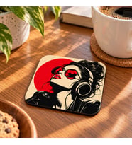 Ses ve Ruh Müzik Temalı Dekoratif MDF Bardak Altlığı 10x10 cm