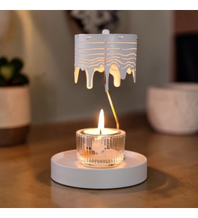Naroote Dönen Tealight Mumluk – Eriyen Motif Tasarımlı Paslanmaz Çelik Carousel Mumluk, Dekoratif Ev (Beyaz)