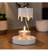 Naroote Dönen Tealight Mumluk – Eriyen Motif Tasarımlı Paslanmaz Çelik Carousel Mumluk, Dekoratif Ev (Beyaz)