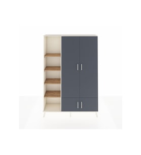 Arges Dolap 6 Raflı 4 Kapaklı Tek Askılı 132x30x195 Aytaşı-Antrasit/Çam