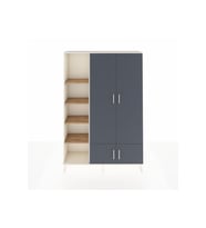 Arges Dolap 6 Raflı 4 Kapaklı Tek Askılı 132x30x195 Aytaşı-Antrasit/Çam