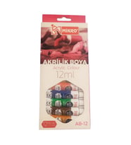 Akrilik Boya 12 Renk 12 ml Tüp 1 Paket Akrilik Boya Seti 12 Li (Karışık)