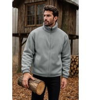 Ghassy Co. Erkek Pro Termal İç Dış Sherpa Sonbahar Kış Tam Fermuarlı Peluş Sweatshirt (Açık Gri)
