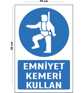 Metal Emniyet Kemeri Kullan 15 Cm x 20 Cm Uyarı Levhası Yönlendirme Tabelası