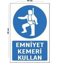 Metal Emniyet Kemeri Kullan 15 Cm x 20 Cm Uyarı Levhası Yönlendirme Tabelası
