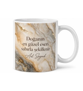 Doğal Taş Doku Temalı Baskılı Kupa Bardak Hediye Özel Tasarım Porselen Mug