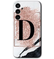 Galaxy S23 FE Kılıf HD Desen Baskılı Arka Kapak - Pembe Mermer Desenli D Harfi
