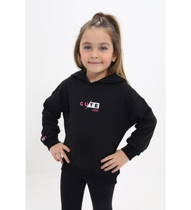 Toontoy Kız Çocuk Nakışlı Sweatshirt (Siyah)