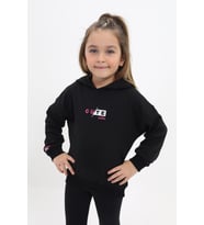 Toontoy Kız Çocuk Nakışlı Sweatshirt (Siyah)