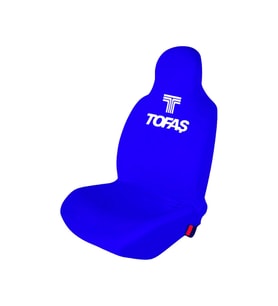 Tofaş Kartal Penye Oto Koltuk Kılıfı - Marka Logo Baskılı - Mavi (Siyah)