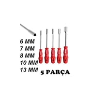 5 Adet Lokma Anahtar Tornida 6/7/8/10/13/mm Metal Altıgen