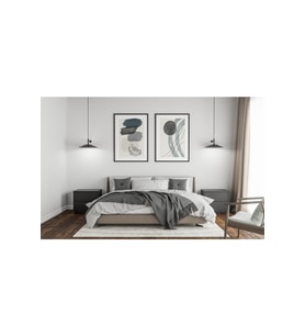 Beyaz Çerçeve Görünümlü 2'li Set Soyut Temalı Minimal Tablo