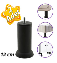 2 Adet Metal Destek Ayağı 12 Cm Siyah Mobilya Kanepe Baza Koltuk Ayakları Metrik 8 Civatalı İnce Diş