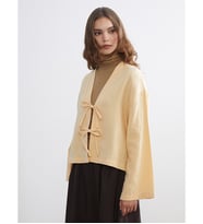 LCW Modest Sarı V Yaka Oversize Müslin Kadın Kimono