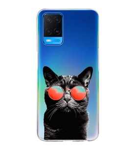 PrintiFy Oppo A54  ile Uyumlu 1mm Slim Fit Kedi 3 050d Baskılı Şeffaf  Kılıf