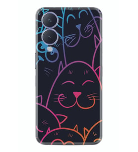Vivo Y17s Kılıf Silikon Desen Özel Seri Neon Cats 1790