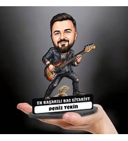 Bas Gitarist Müzisyen Erkeğe Hediye Kişiye Özel Karikatürlü Biblo