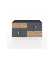 Kronos Konsol 3 Raflı 2 Çekmeceli 4 Kapaklı 176x59x99 Antrasit-Antrasit/Çam