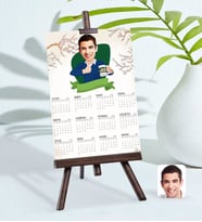BK Gift Kişiye Özel 15x21 cm Fotoğraf Kartlı Erkek En İyi Öğretmen Karikatürlü Şövaleli 2024 Takvim-1