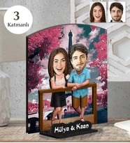 Kişiye Özel 3 Katmanlı Sevgili Ahşap Biblo-2