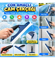 Çok Amaçlı Cam Çekçeği–Araç Camı, Duşakabin, Fayans ve Ayna İçin Leke Temizleme Aparatı