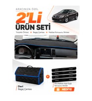 GEELY FC (2008-2012) Uyumlu Torpido Örtüsü + Deri Bagaj Çantası + Sticker Seti - Siyah Mavi