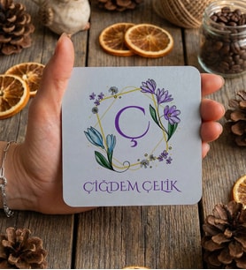 Kişiye Özel Ç Harfli Bardak Altlığı Doğum Günü Hediyesi (Beyaz)