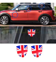 Mini Cooper Union Jk Rozet Yan Çamurluk Kelebek Cam Damla Silikon Etiket Oto Sticker 2 Adet 5x5Cm