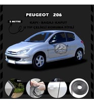 Peugeot 206 Oto Araç Kapı Koruma Fitili 5metre Parlak Siyah Renk