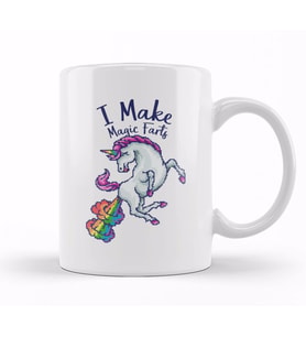 Unicorn I Make Magic Farts Pixel Art Kupa Bardak Porselen