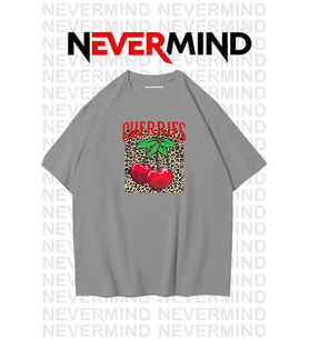 Unisex Cherries Baskılı Oversize Tshirt (Antrasit)